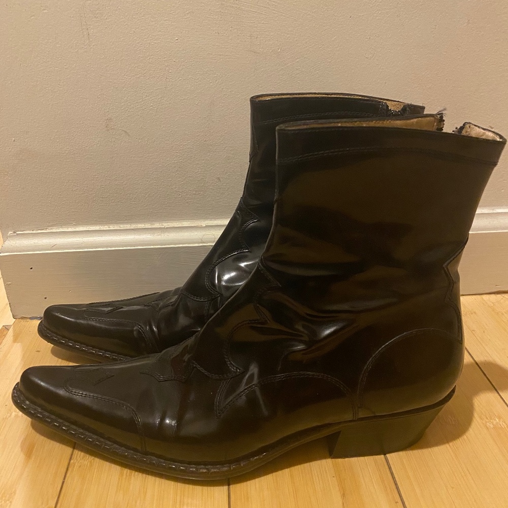 Black Patin Leather Cowboy Boots